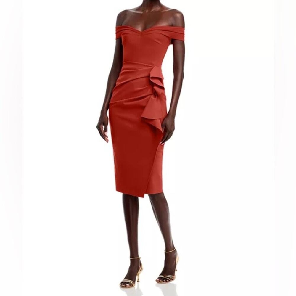 Chiara Boni La Petite Robe Off-The-Shoulder Radoslava Dress Red Women’s Sz 14